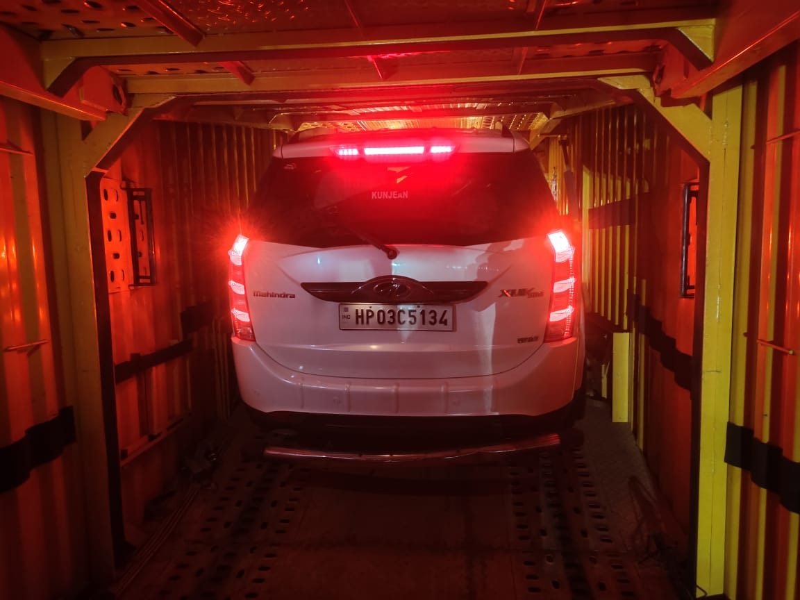 Car loaded on a Defence Relocation Services carrier, ready for an overnight intercity run